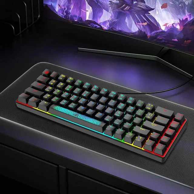 Alt view image 7 of 7 - MAGIC-REFINER 60% Mini Mechanical Keyboard, MK14 Wired Gaming Keyboard with Chroma RGB Backlit,Clicky Blue Switch,NKRO 68Key No-Conflict,Ergonomic with Detachable USB-C Cable for Win/Mac/PC(Black)