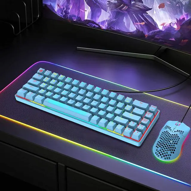 Alt view image 7 of 7 - MAGIC-REFINER 60% RGB Mini Mechanical Gaming Keyboard,Portable 68 Keys,Blue Switches,Detachable USB Type-C Cable,TKL Keyboard with Two Keycaps for Windows Gaming PC(Blue)