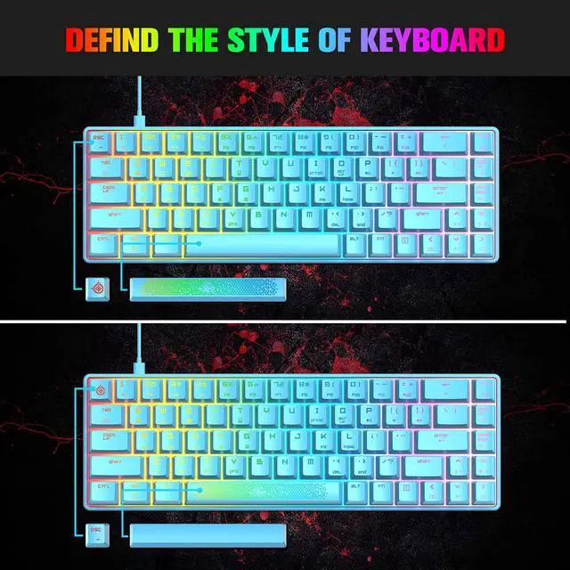 Alt view image 6 of 7 - MAGIC-REFINER 60% RGB Mini Mechanical Gaming Keyboard,Portable 68 Keys,Blue Switches,Detachable USB Type-C Cable,TKL Keyboard with Two Keycaps for Windows Gaming PC(Blue)