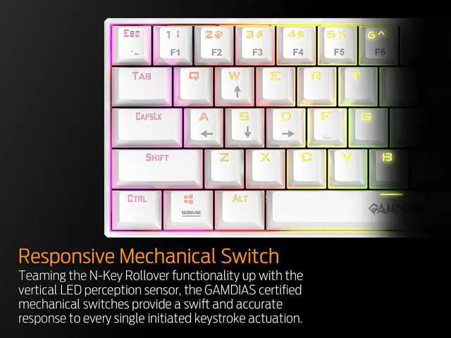Alt view image 4 of 5 - GAMDIAS Hermes E3 RGB Mechanical Gaming Keyboard Blue Switch with 19 Built-in Lighting Effects Certified Optical Switches and N-Key Rollover & Anti-Ghosting Functionality (Hermes E3 White)