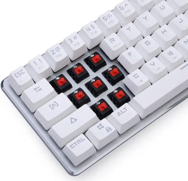 Alt view image 3 of 7 - Qisan Mechanical Gaming Keyboards Red Switch Wired Backlit Mechanical Mini Design (60%) 68 Kyes Keyboard White Magicforce