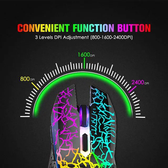 Alt view image 7 of 7 - Wireless Gaming Keyboard and Mouse Combo,Rainbow Backlit Rechargeable 3800mAh Battery,87 Keys Mechanical Feel Ergonomic Waterproof Keyboard,RGB Gaming Mute Mouse and Mousepad for PC Gamers (Black)