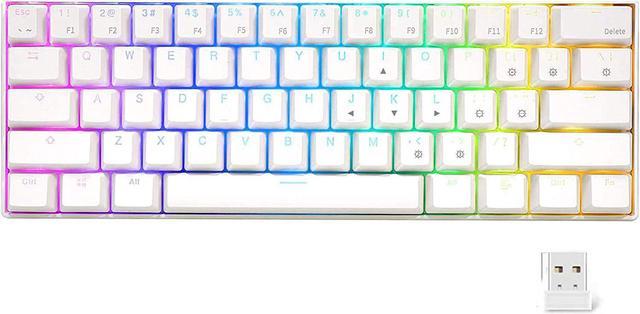 RedThunder K61 Rechargeable Wireless 60% Mechanical True RGB Backlit, Keyboard with 61 Keys Compact Layout for Laptop PC Mac Long-Lasting Built-in Battery (White, Blue Switch) Keyboards - Newegg.com