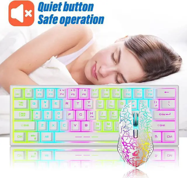 Alt view image 4 of 7 - Wireless Gaming Keyboard and Mouse Combo 61 Key Rainbow Backlit Keyboard with Rechargeable 4000mAh Mechanical Feel Ergonomic Quiet Waterproof RGB Mute Mice for PS4 Xbox One Desktop PC