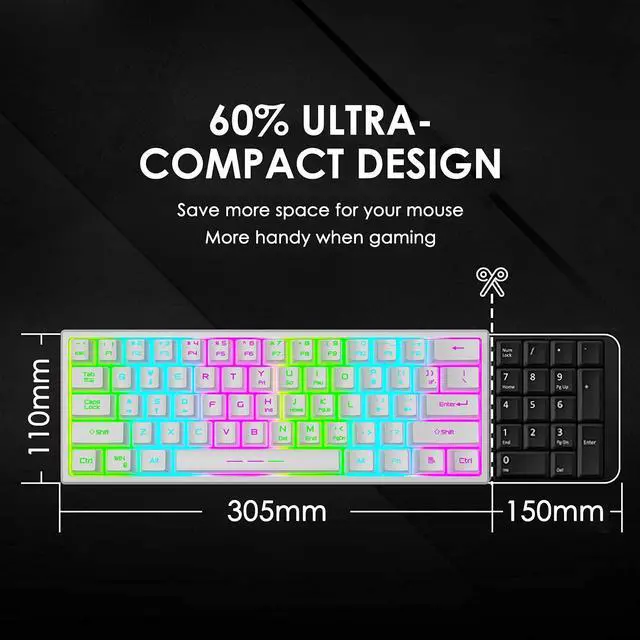 Alt view image 6 of 7 - Wireless Gaming Keyboard and Mouse Combo 61 Key Rainbow Backlit Keyboard with Rechargeable 4000mAh Mechanical Feel Ergonomic Quiet Waterproof RGB Mute Mice for PS4 Xbox One Desktop PC