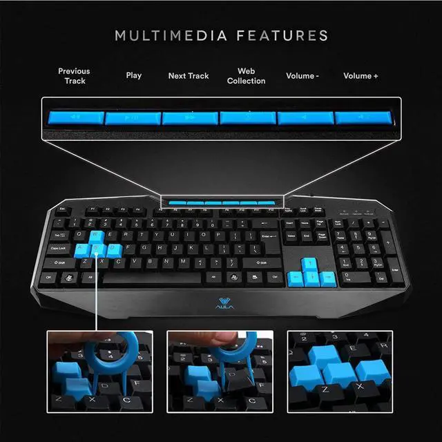 Alt view image 6 of 7 - Beastron Catalyst Gaming Keyboard, Multimedia Keys Ergonomic Keyboard Swappable Gaming Keys, PC Computer Wired Gaming Keyboard