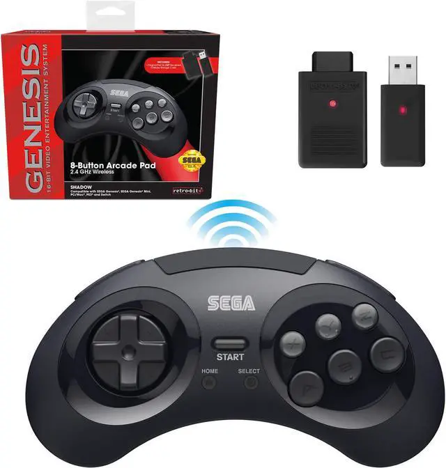 Main image of Retro-Bit SEGA Genesis 2.4 GHz 8-Button Wireless Controller - (Black)