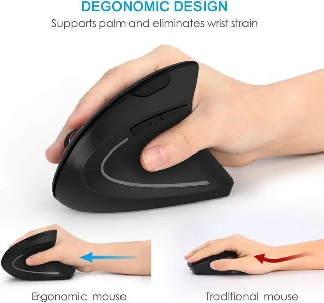 Alt view image 4 of 7 - Wireless Vertical Mouse, 2.4G Wireless Ergonomic Optical Mouse with 3 Adjustable 800/1200 /1600 DPI, More Suitable for Big Hands