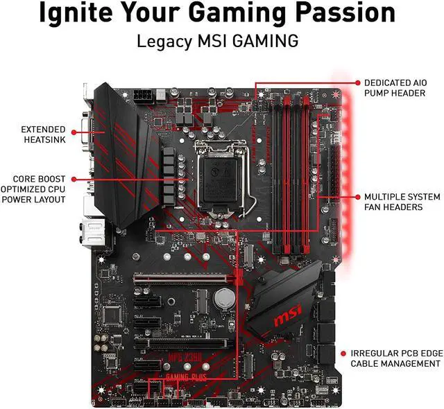 Alt view image 6 of 11 - MSI MPG Z390 Gaming Plus LGA1151 M.2 USB 3.1 Gen 2 DDR4 ATX - Motherboard Only