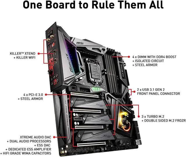 Alt view image 4 of 6 - MSI MEG Z390 GODLIKE LGA1151 (Intel 8th and 9th Gen) M.2 USB 3.1 Gen 2 DDR4 Wi-Fi SLI CFX Extended A