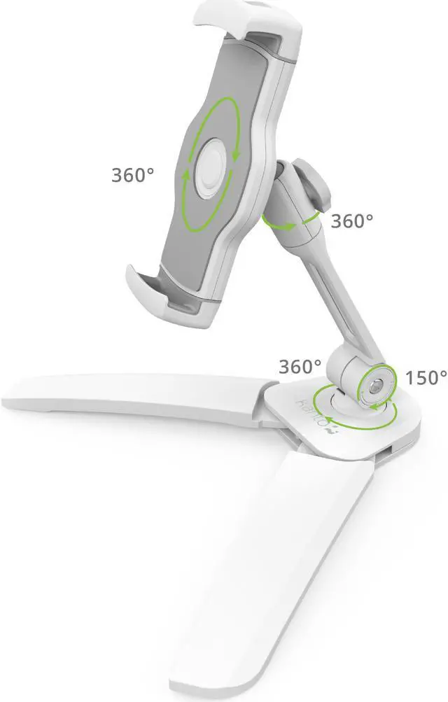 Alt view image 2 of 14 - Kanto DS150W Universal Smartphone and Tablet Stand | Wall and Under Cabinet Mounting Bracket | Foldable Design | White