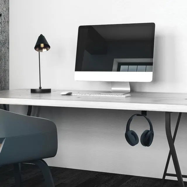 Alt view image 5 of 5 - Kanto HH Universal Under Desk Headphone Hook, Black