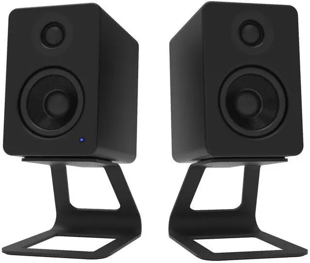 Alt view image 5 of 7 - Kanto SE2 Elevated Desktop Speaker Stands for Small Speakers (Pair) - Black