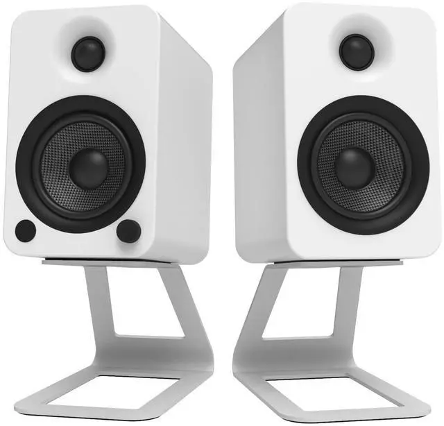 Alt view image 5 of 7 - Kanto SE4 Elevated Desktop Speaker Stands for Midsize Speakers (Pair) - White
