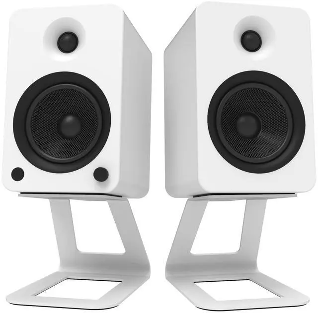 Alt view image 5 of 7 - Kanto SE6 Elevated Desktop Speaker Stands for Large Speakers, Pair, White