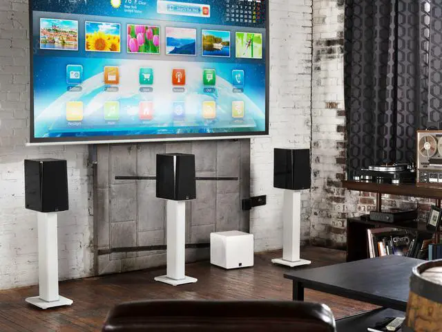 Alt view image 6 of 6 - Kanto SX26W 26" Tall Fillable Speaker Stands with Isolation Feet - Pair, White