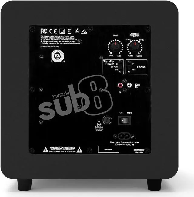 Alt view image 4 of 19 - Kanto SUB8 8-inch Sealed Powered Subwoofer, Matte Black