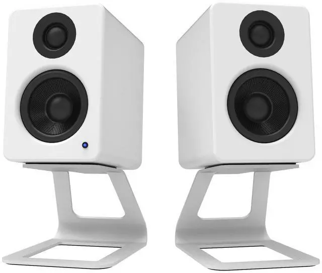 Alt view image 5 of 7 - Kanto SE2 Elevated Desktop Speaker Stands for Small Speakers (Pair) - White