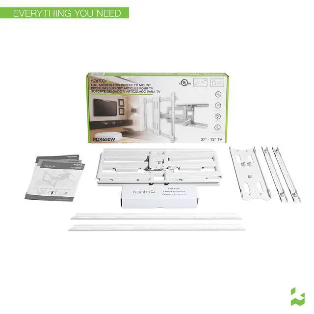 Alt view image 6 of 15 - Kanto PDX650 Articulating Full Motion TV Mount for 37" - 75" TV (White)