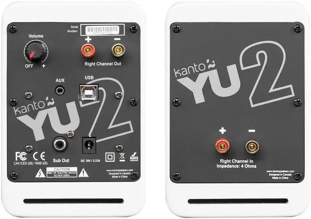 Alt view image 10 of 13 - Kanto YU2 Powered Desktop Speakers - Pair (Matte White)