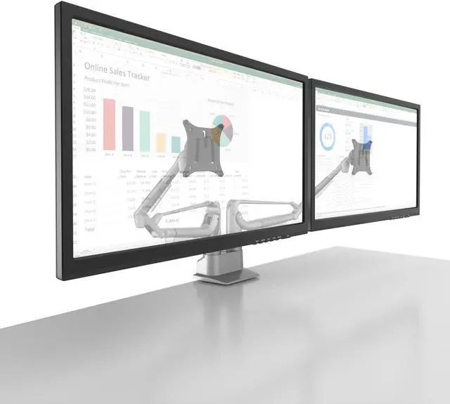 Main image of Kanto DMS2000S Dual-Monitor Desktop Mount for 17-inch to 32-inch Displays - Silver