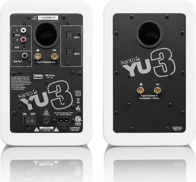Alt view image 3 of 3 - Kanto YU3 Powered Bookshelf Speakers with Bluetooth Technology (Matte White)