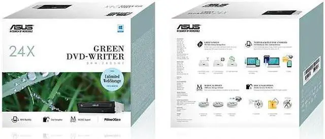 Main image of Asus CD DVD Drive Internal Desktop SATA 24x DVD RW CD DL MDisc DVD Burner Writer Drive + software