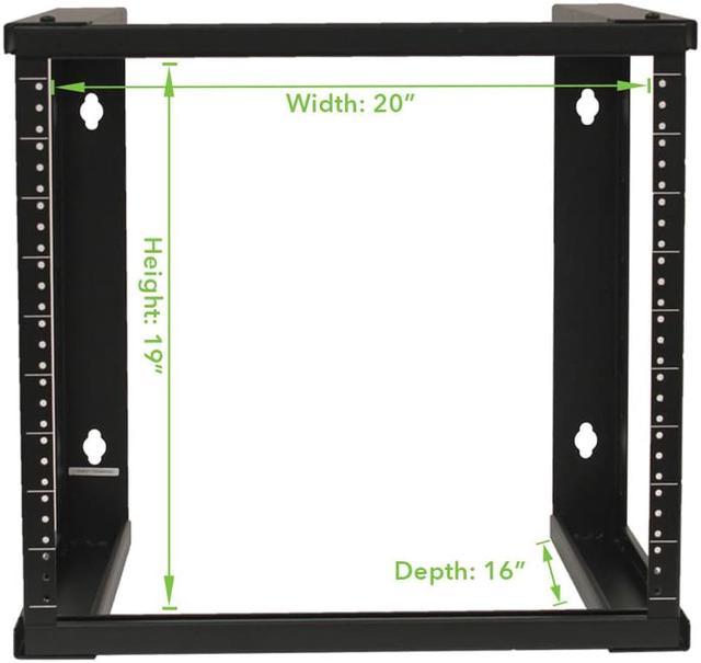 Navepoint 12U Wall Mount Open Frame 19 Server Equipment Rack Threaded 16 inch Depth Black