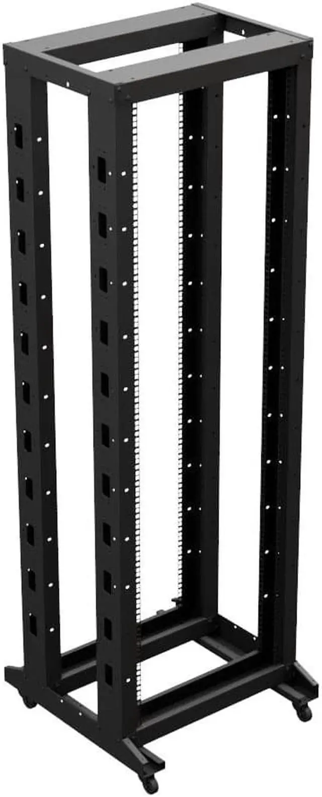 Alt view image 4 of 4 - NavePoint 4-Post Adjustable Rack, 37U, Cage Nuts, Includes Casters, Black, SRB Series