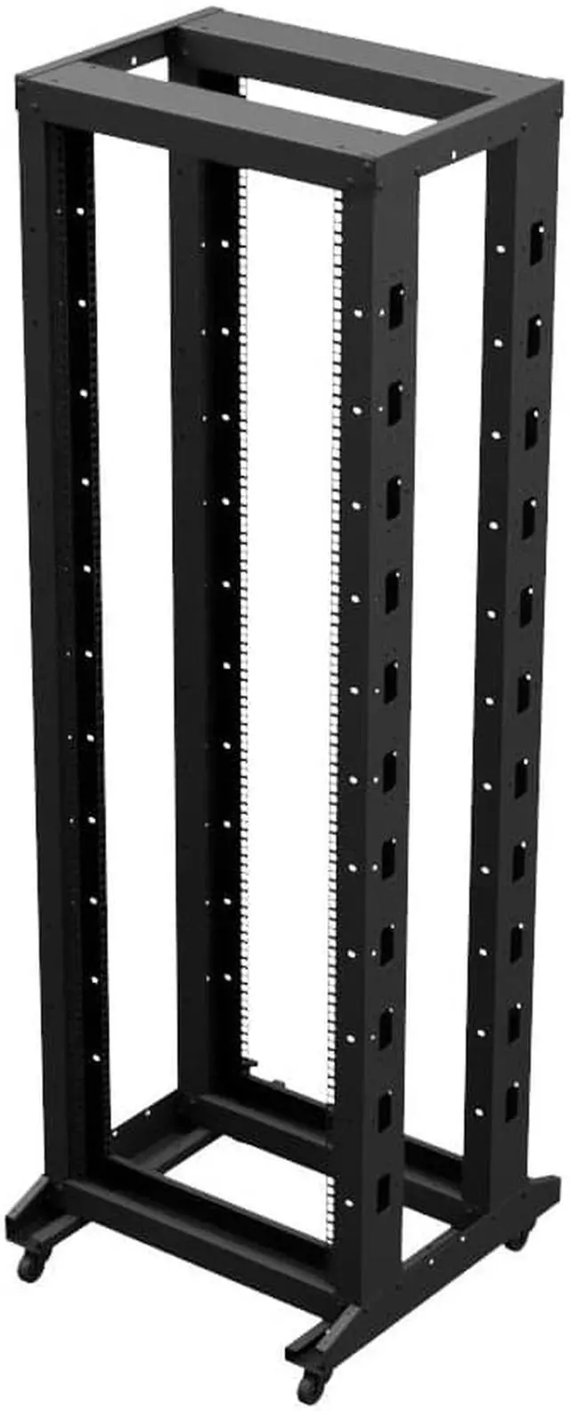 Alt view image 2 of 4 - NavePoint 4-Post Adjustable Rack, 37U, Cage Nuts, Includes Casters, Black, SRB Series