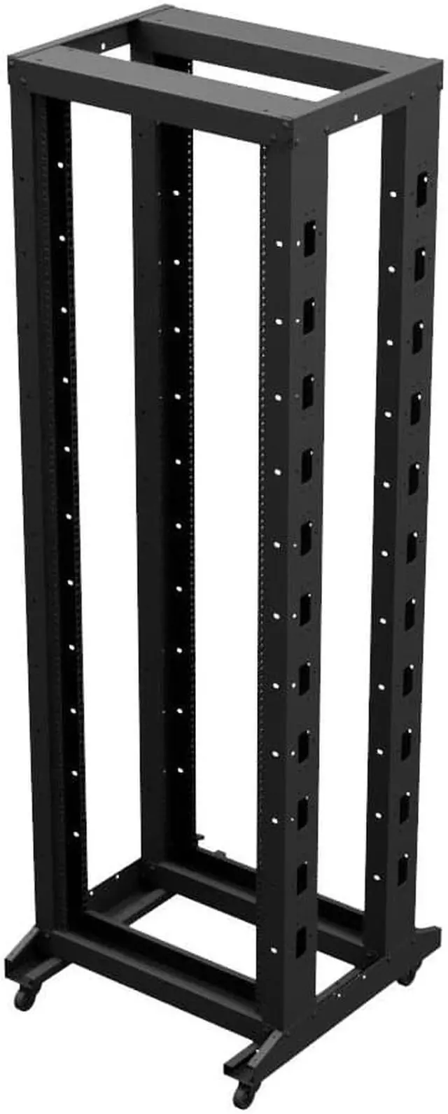 Alt view image 2 of 4 - NavePoint 4-Post Adjustable Rack, 37U, 12-24 Threaded, Includes Casters, Black, SRB Series