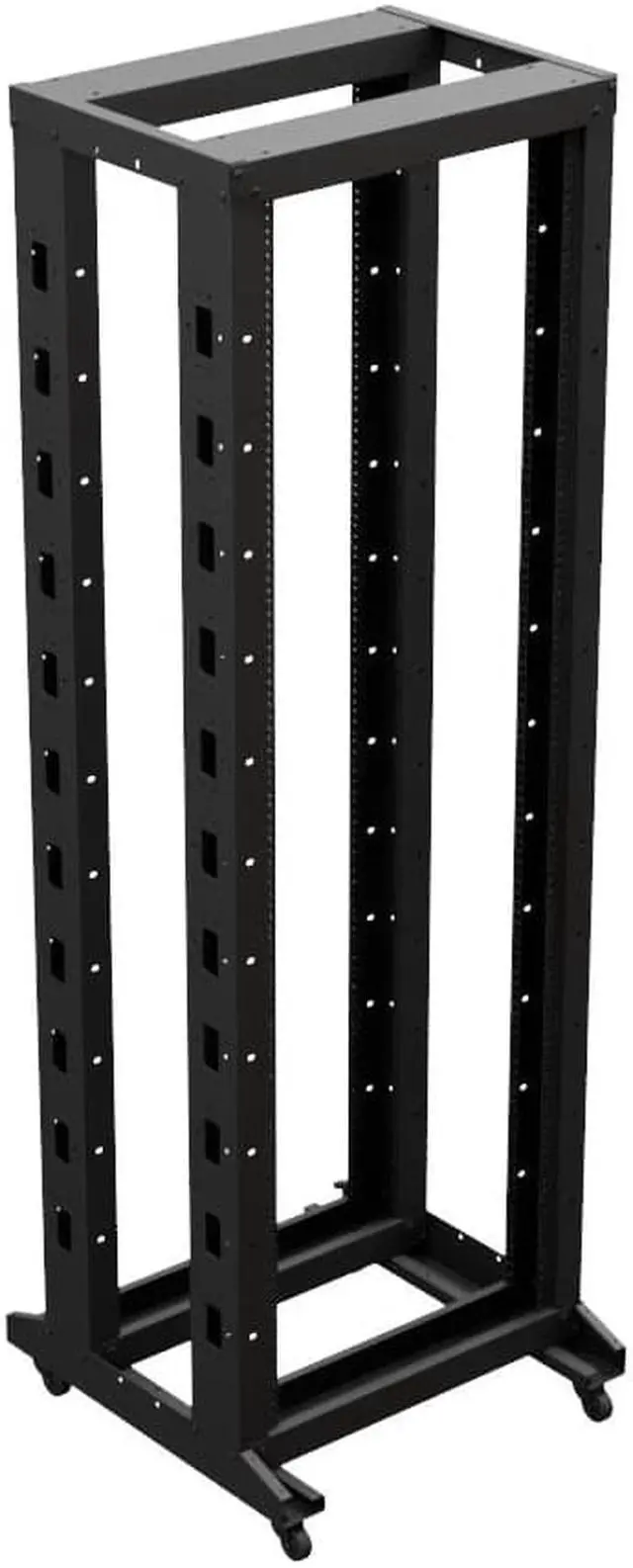 Alt view image 4 of 4 - NavePoint 4-Post Adjustable Rack, 37U, 12-24 Threaded, Includes Casters, Black, SRB Series