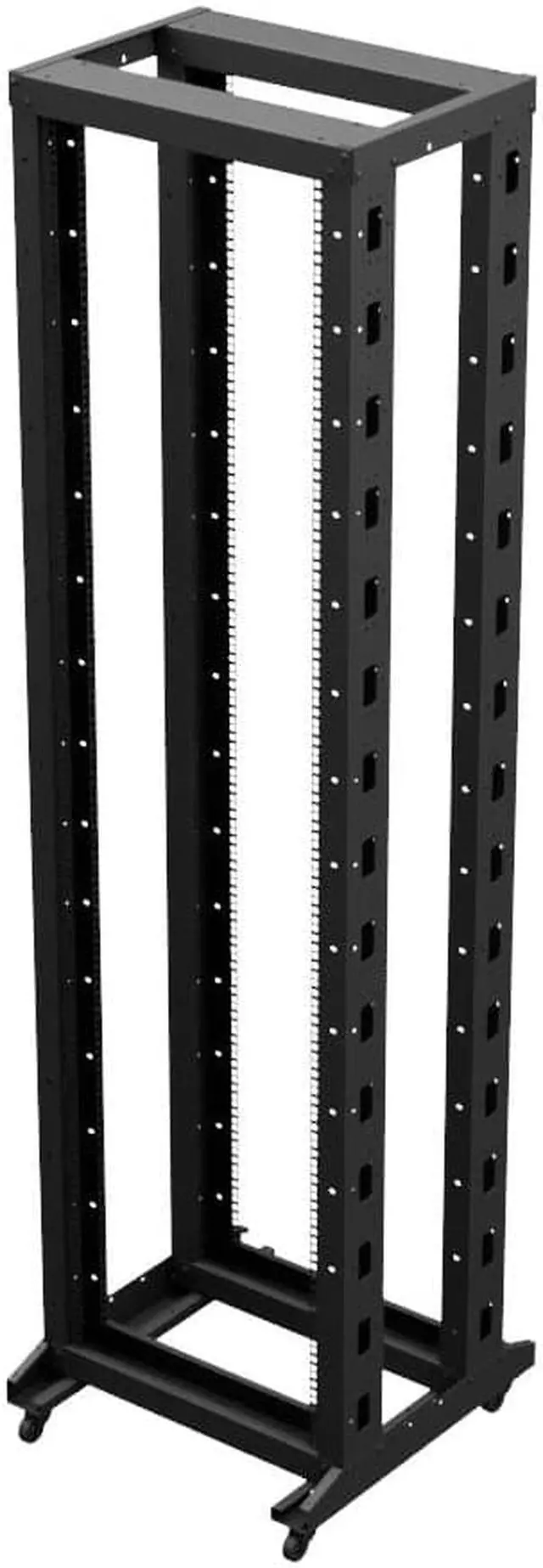 Alt view image 2 of 4 - NavePoint 4-Post Adjustable Rack, 45U, Cage Nuts, Includes Casters, Black, SRB Series