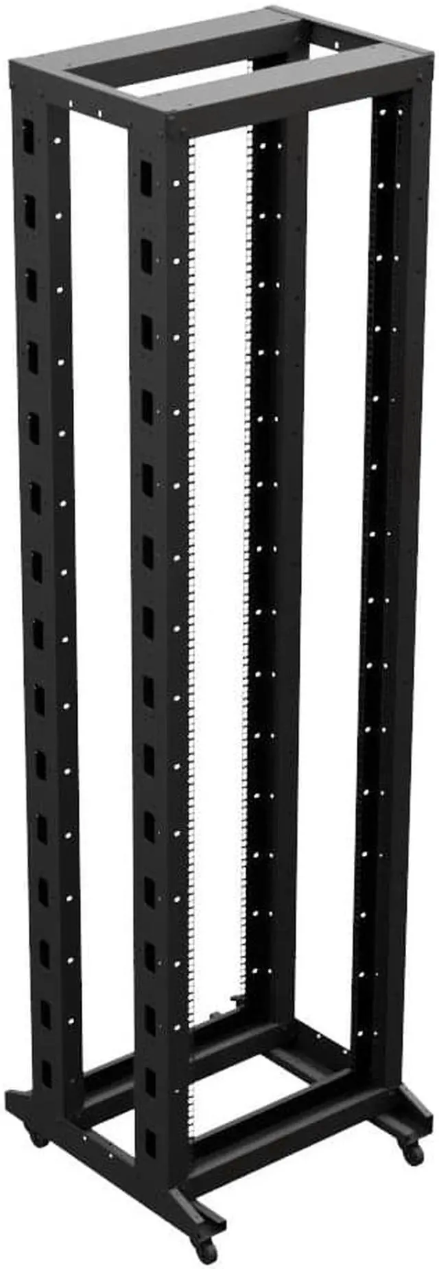 Alt view image 4 of 4 - NavePoint 4-Post Adjustable Rack, 45U, Cage Nuts, Includes Casters, Black, SRB Series