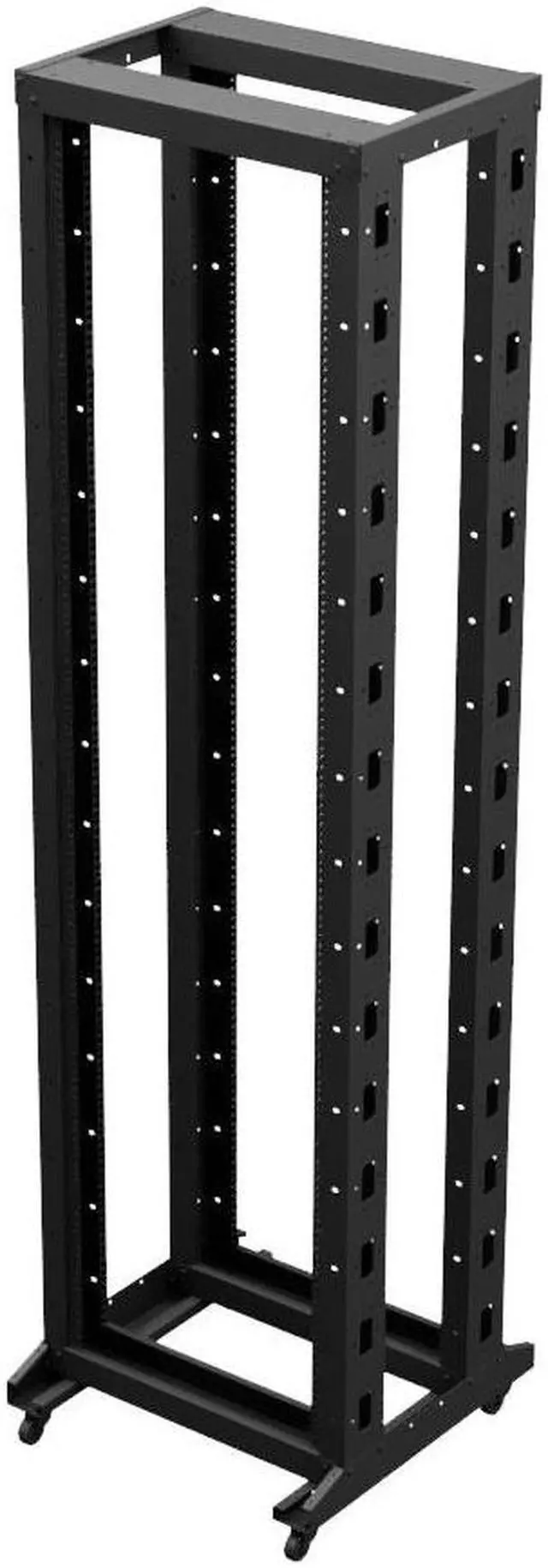 Alt view image 2 of 4 - NavePoint 4-Post Adjustable Rack, 45U, 12-24 Threaded, Includes Casters, Black, SRB Series