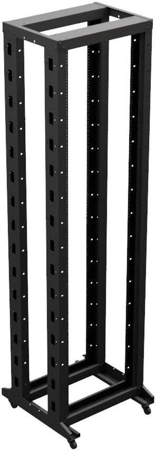 Alt view image 4 of 4 - NavePoint 4-Post Adjustable Rack, 45U, 12-24 Threaded, Includes Casters, Black, SRB Series