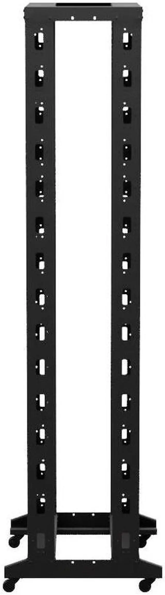 Alt view image 3 of 4 - NavePoint 4-Post Adjustable Rack, 45U, 12-24 Threaded, Includes Casters, Black, SRB Series