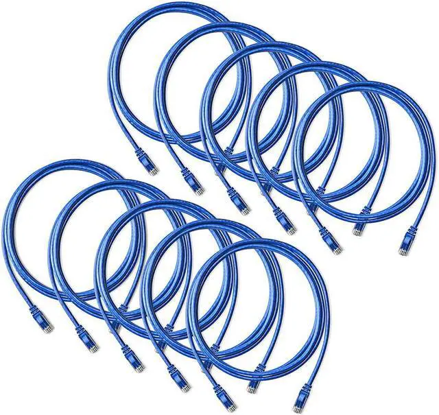 Alt view image 3 of 4 - NavePoint Cat6 UTP Ethernet Network Patch Cable UL Listed, 7 FT., 10 Gbps, Blue, 10-Pack
