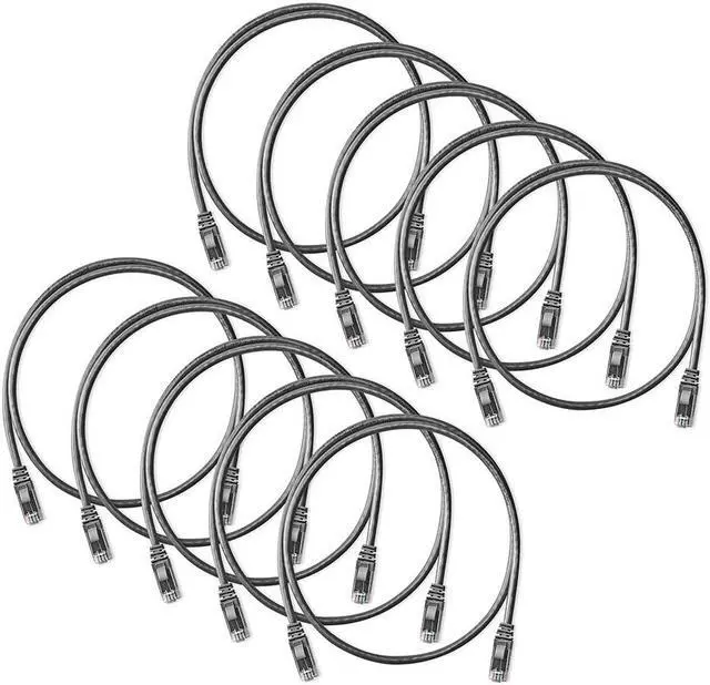 Alt view image 3 of 4 - NavePoint Cat6 UTP Ethernet Network Patch Cable UL Listed, 3 FT., 10 Gbps, Gray, 10-Pack