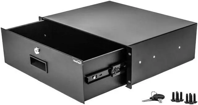 Main image of Navepoint Rack Mount Drawer For 19-Inch Server Cabinet Case Or DJ With Lock And Key 3U Black