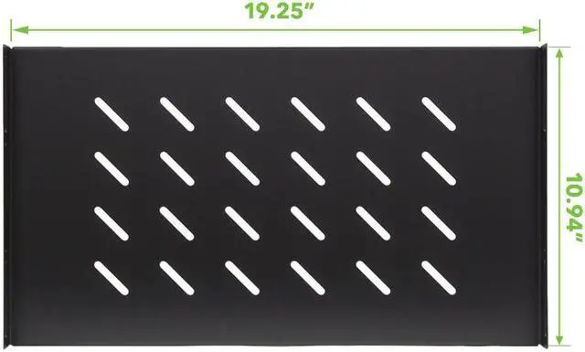 Alt view image 2 of 4 - Navepoint 1U 19-Inch Fixed IT Network Cabinet Shelf For 450mm Depth Cabinet Enclosure Vented Black