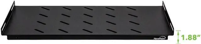 Alt view image 3 of 4 - Navepoint 1U 19-Inch Fixed IT Network Cabinet Shelf For 450mm Depth Cabinet Enclosure Vented Black