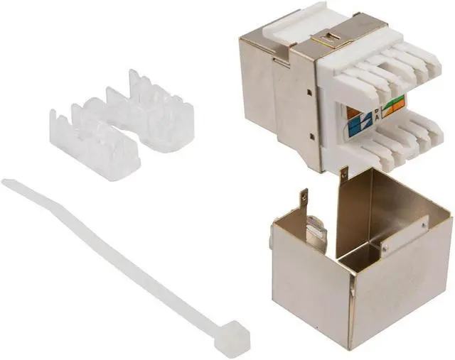 Alt view image 4 of 4 - NavePoint 180 Degree CAT6A Keystone Jack, RJ45 female, 15 pack, FTP Shielded