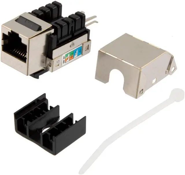 Main image of NavePoint 90 Degree CAT5E Keystone Jack, RJ45 female, 25 pack, FTP Shielded