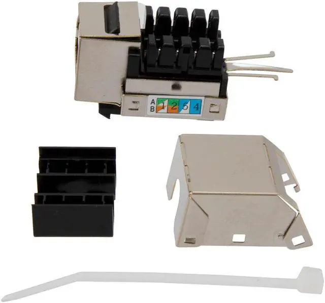 Alt view image 3 of 4 - NavePoint 90 Degree CAT5E Keystone Jack, RJ45 female, 25 pack, FTP Shielded