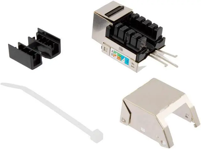 Alt view image 4 of 4 - NavePoint 90 Degree CAT5E Keystone Jack, RJ45 female, 25 pack, FTP Shielded