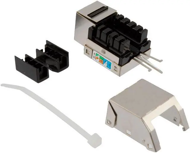 Alt view image 4 of 4 - NavePoint 90 Degree CAT6 Keystone Jack, RJ45 female, 10 pack, FTP Shielded