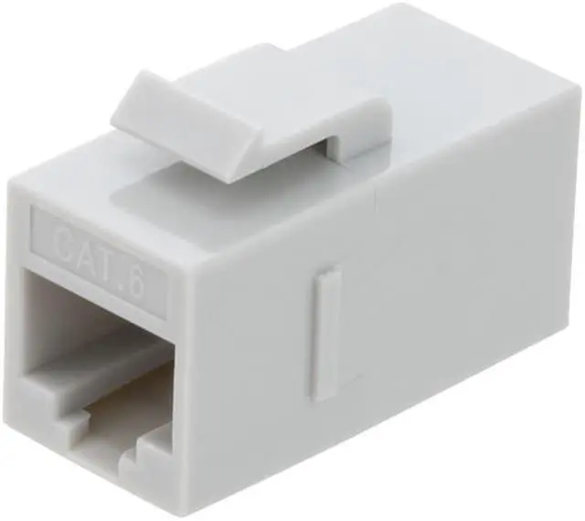 Main image of NavePoint CAT6 UTP Inline Keystone Coupler, RJ45 Female to RJ45 Female, Snap-In, 10 pack, Gray