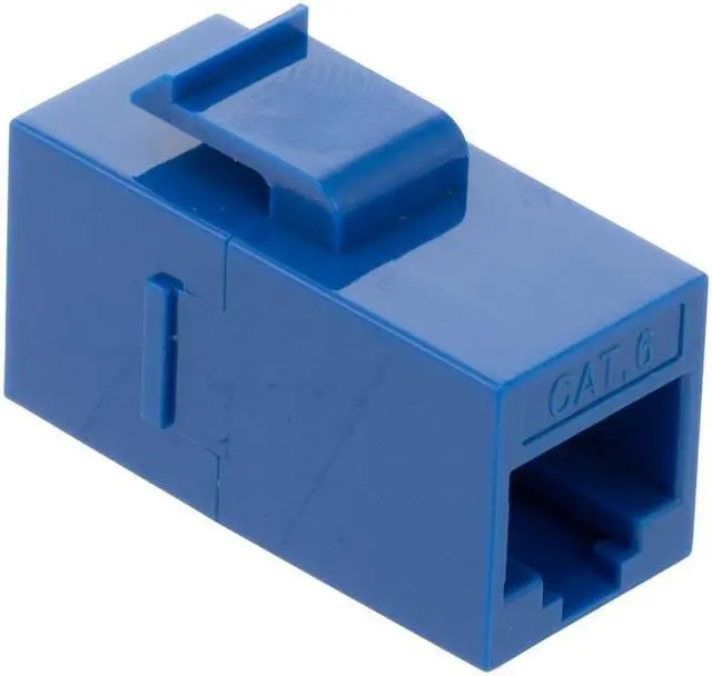 Alt view image 3 of 4 - NavePoint CAT6 UTP Inline Keystone Coupler, RJ45 Female to RJ45 Female, Snap-In, 25 pack, Blue