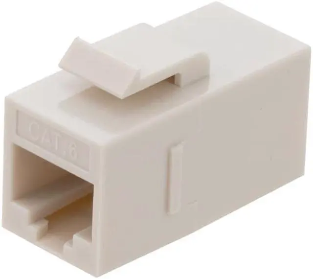 Main image of NavePoint CAT6 UTP Inline Keystone Coupler, RJ45 Female to RJ45 Female, Snap-In, 15 pack, Ivory